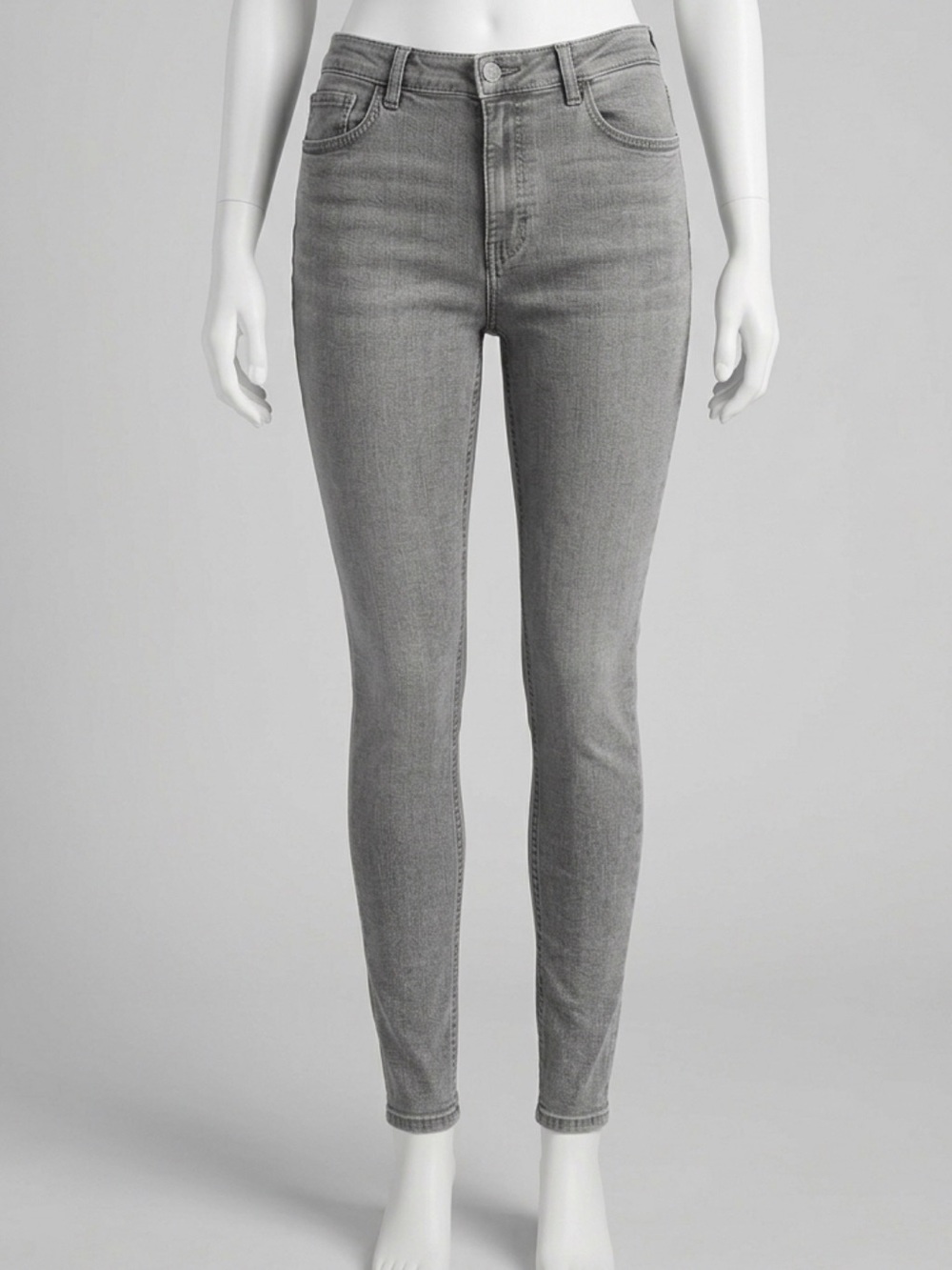 H&M Slim High-Rise Skinny Jeans in Light Gray